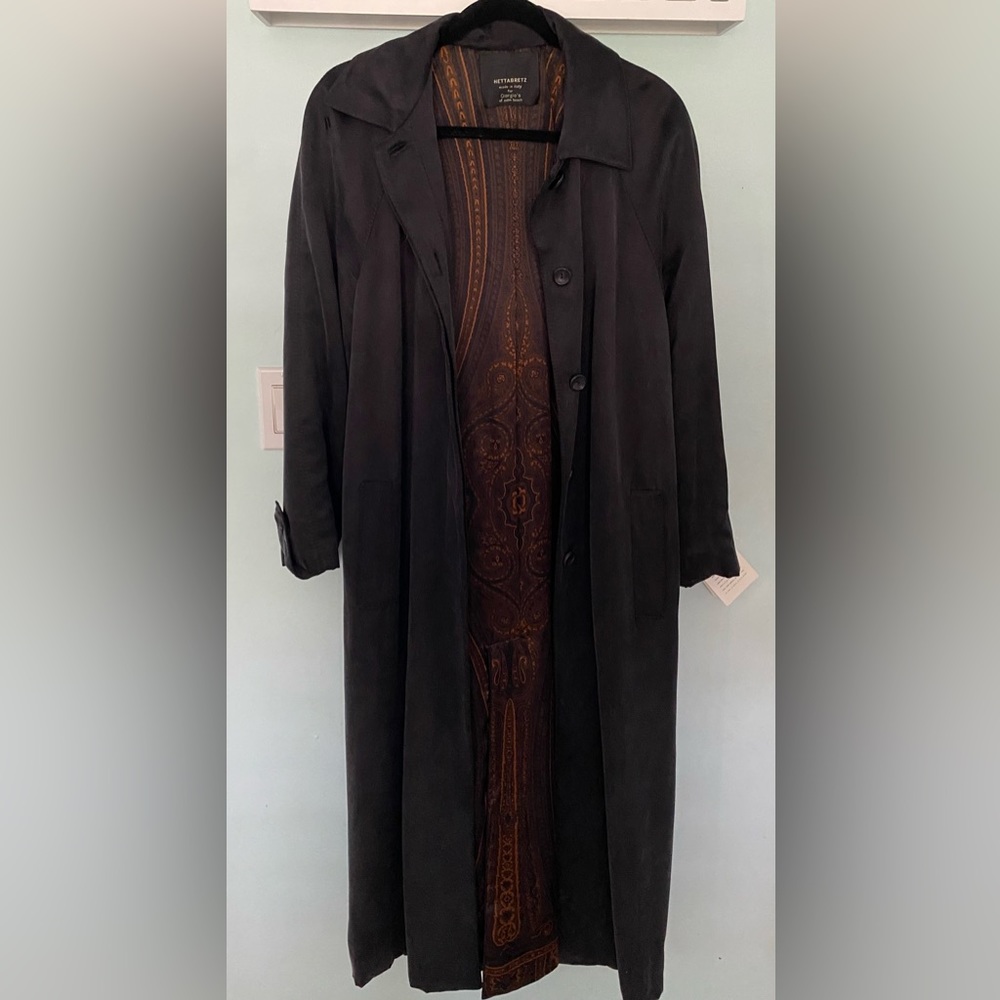 Hettabretz 100% Silk Coat, Fully Lined, Size 42 Made In Italy, NEW